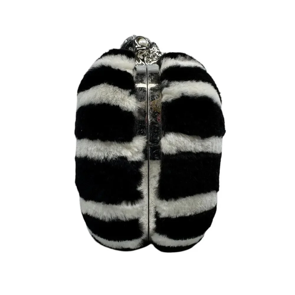 Alexander McQueen UK Bag Mink Skull Brittania Minaudiere Fur Clutch Union Jack